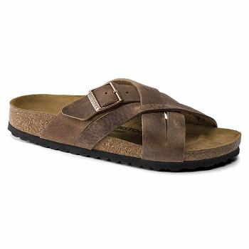 Sandále Birkenstock Lugano Oiled Kozene Panske Hnede | SK 341PJJ